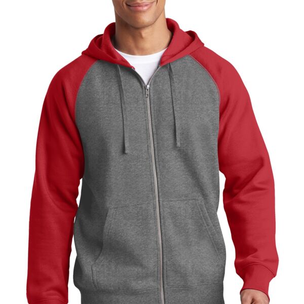 Raglan Colorblock Full Zip Hooded Fleece Jacket - AF Thumbnail