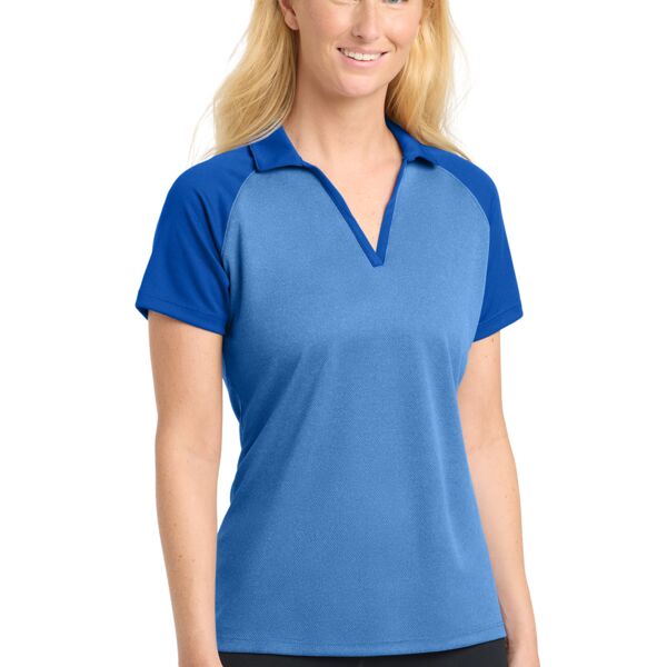 Ladies PosiCharge ® RacerMesh ® Raglan Heather Block Polo - AF Thumbnail