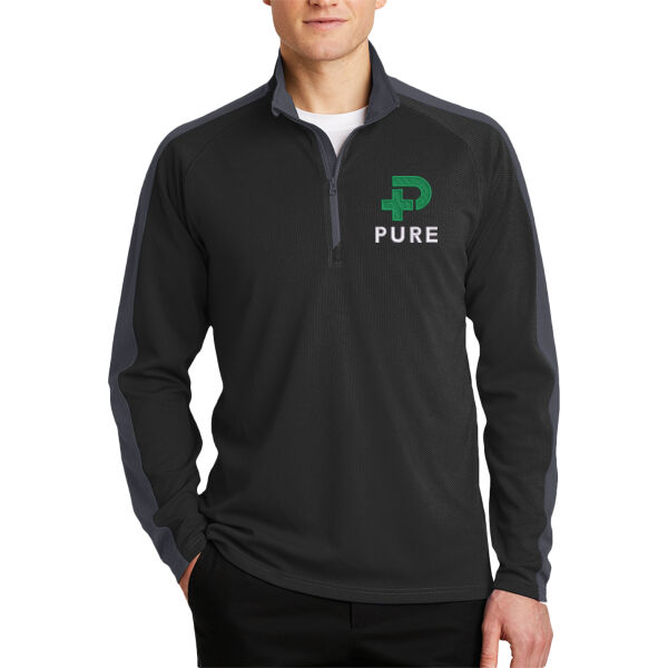 Pure Logo - Sport Wick ® Textured Colorblock 1/4 Zip Pullover Thumbnail